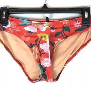 J Crew Women’s Red Floral Hipster Bikini Bottom Size M